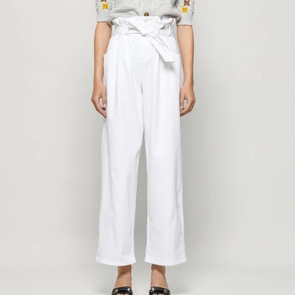 Baum Und Pferdgarten Nysha Paperbag Tie Waist Pant in Bright White - NEW - 8 - Picture 1 of 9